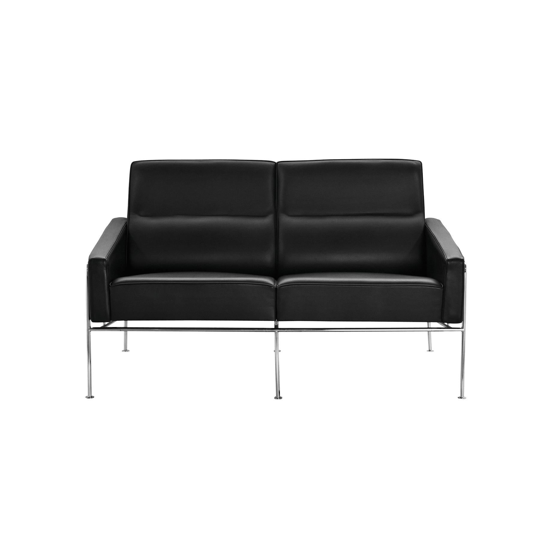 Fritz Hansen Series 3300 sofa 2 personer, eleganse skinn svart