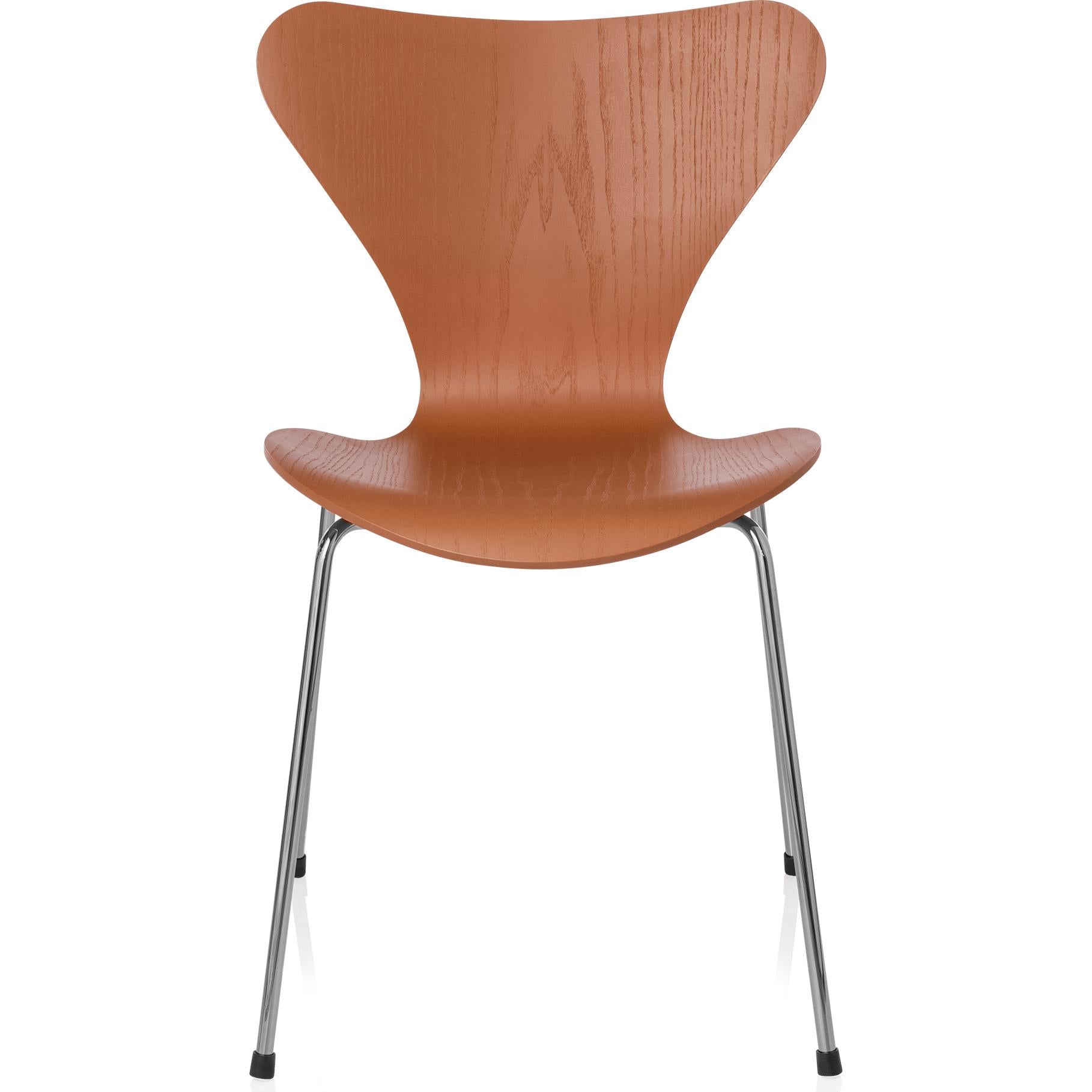 弗里茨·汉森（Fritz Hansen）系列7椅子彩色灰，雪佛兰橙色