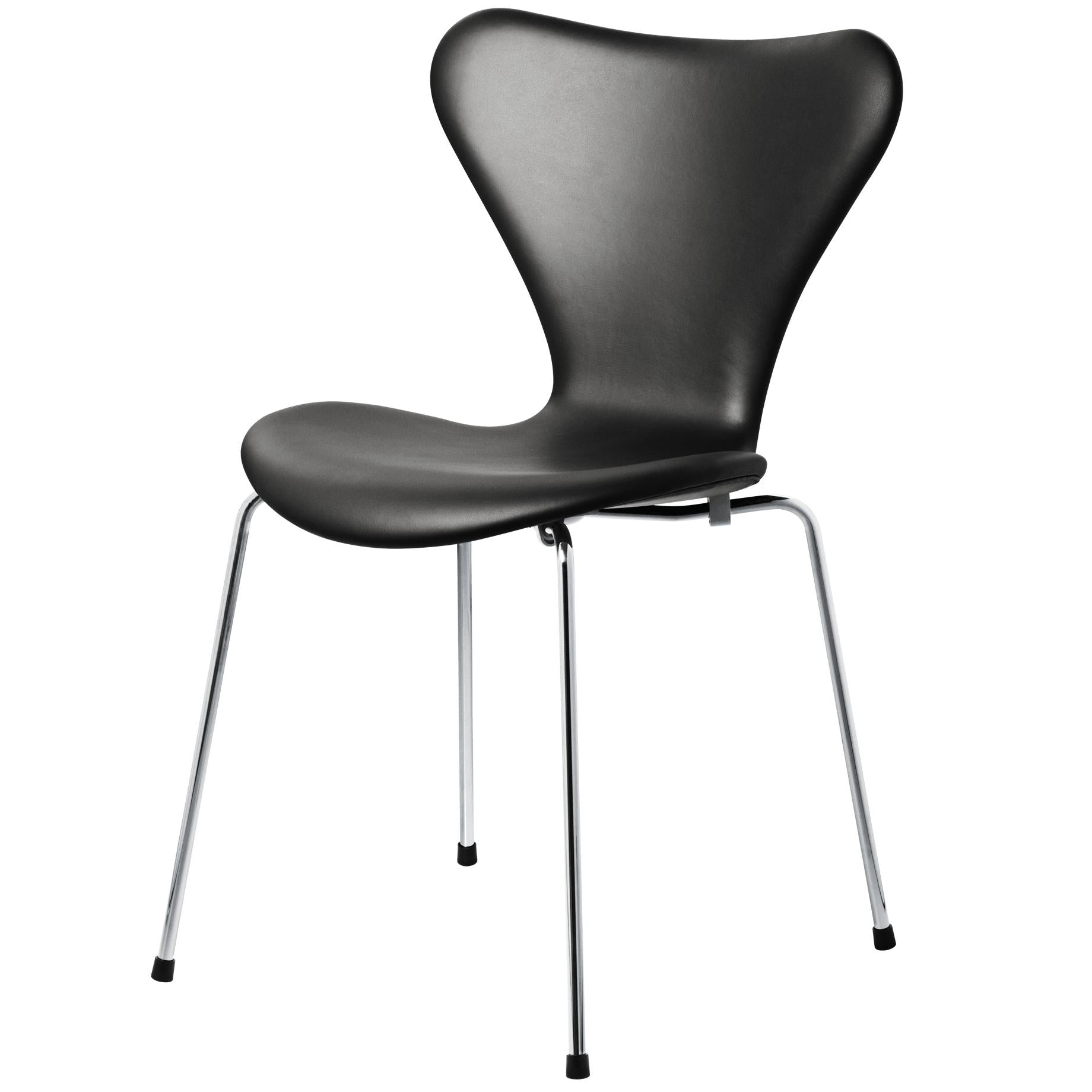 Fritz Hansen Série 7 chaise en cuir d'ameublement complet, noir essentiel