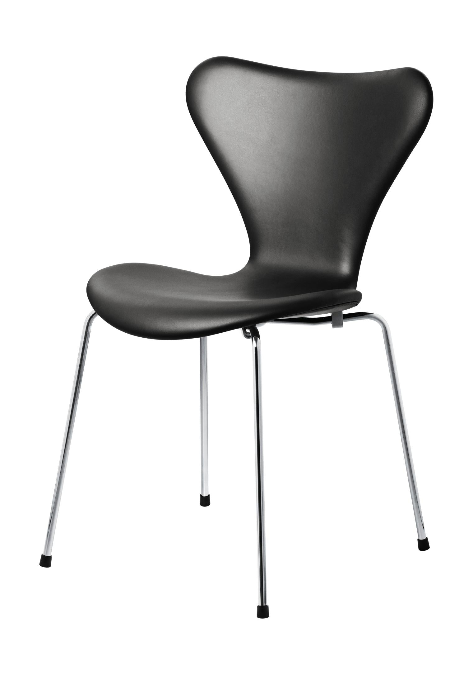 Fritz Hansen Chaise 7 chaise entièrement rembourré en cuir, noir doux