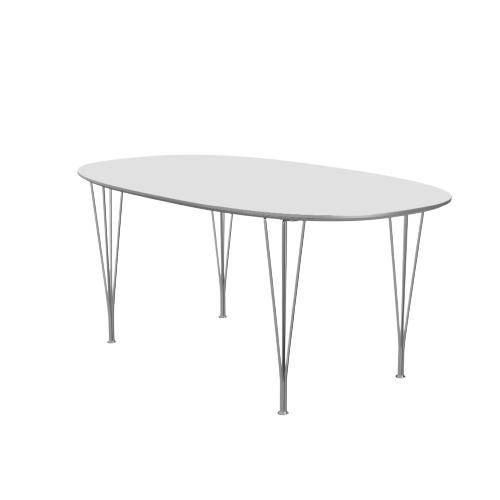 Fritz Hansen Super Ellipse Table extensible Chrome 100 X170/270 cm, laminado blanco