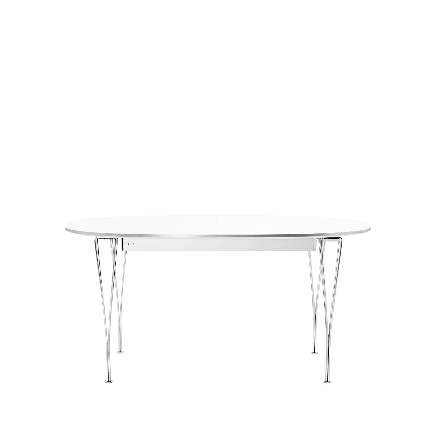 Fritz Hansen Super Ellipse Table extensible Chrome 100 X170/270 cm, laminado blanco