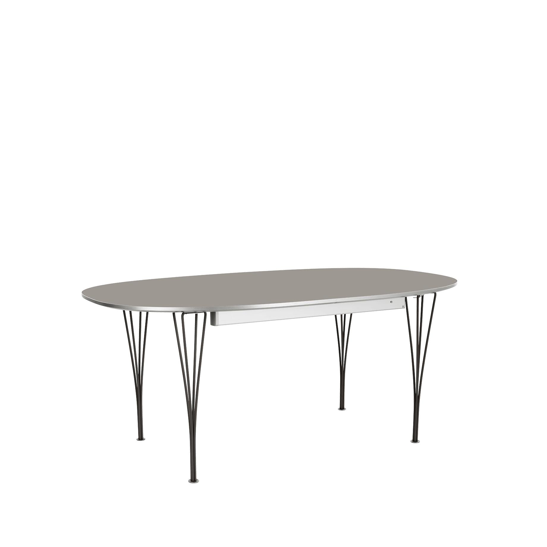 Fritz Hansen Super ellipse utdragbart bord krom 120 x180/300 cm, grå laminat