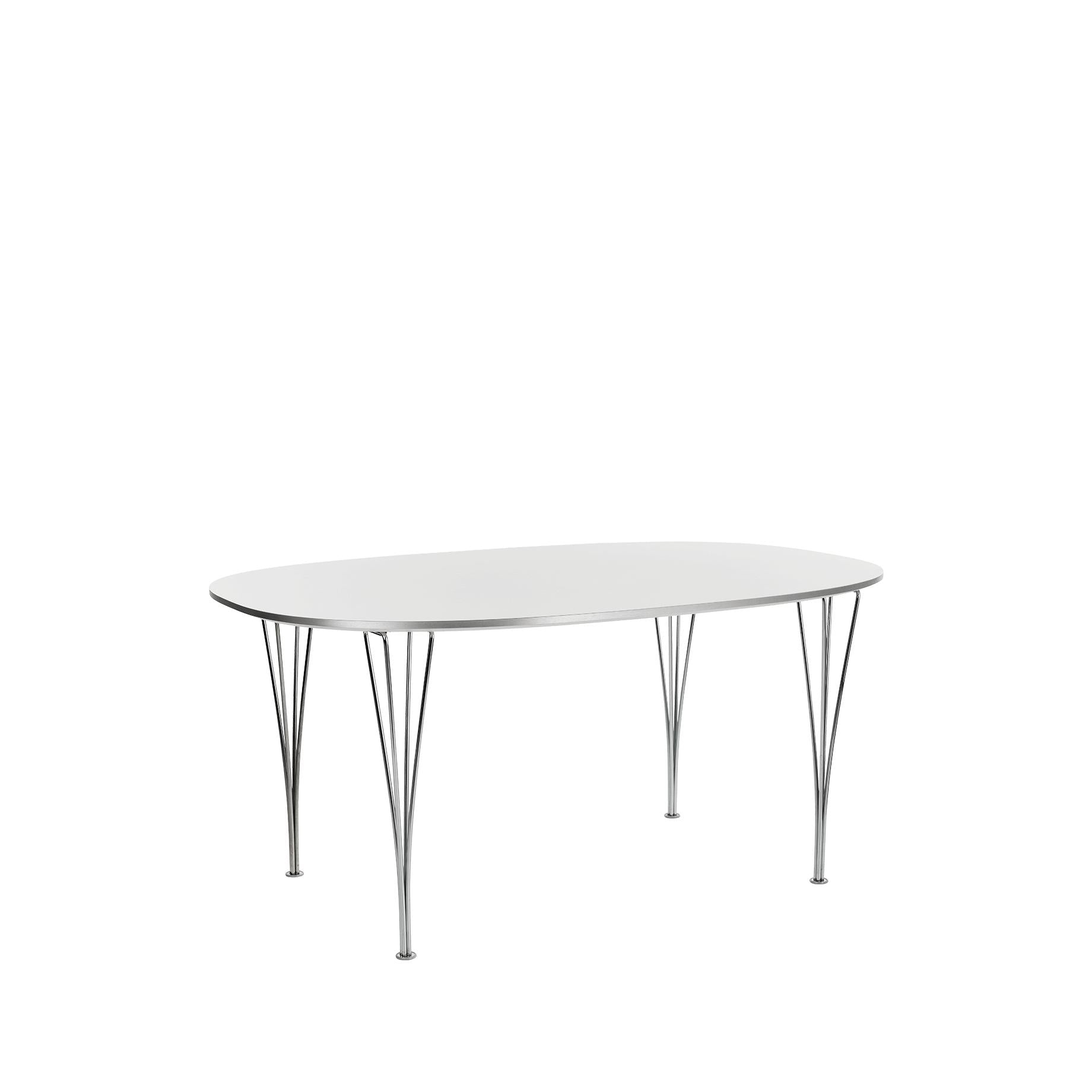 Fritz Hansen Super ellipse tabel krom 100 x150 cm, hvid laminat