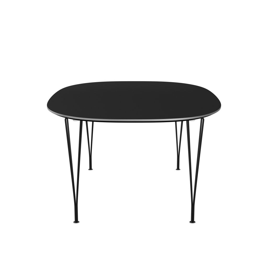 Fritz Hansen Superellipse延伸桌子黑色/黑色Fenix层压板，300x120 cm