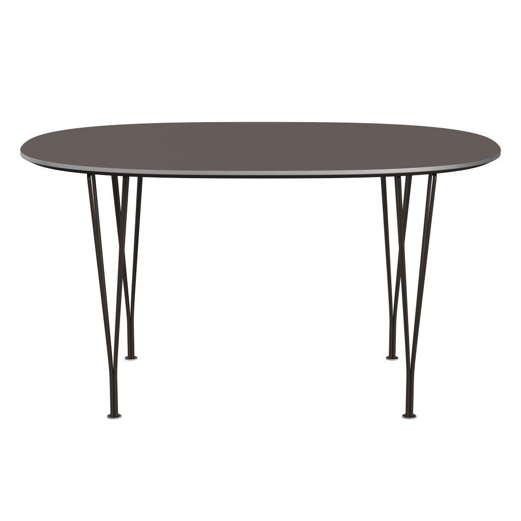 Fritz Hansen Superellipse餐桌棕色青铜/灰色Fenix层压板，135x90厘米