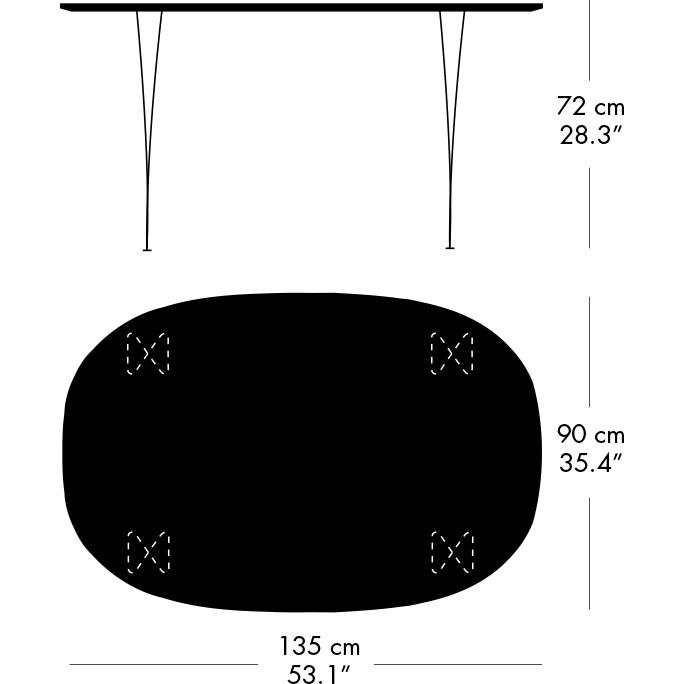 Fritz Hansen Superellipse -ruokapöytä ruskea pronssi/musta fenix -laminaatit, 135x90 cm
