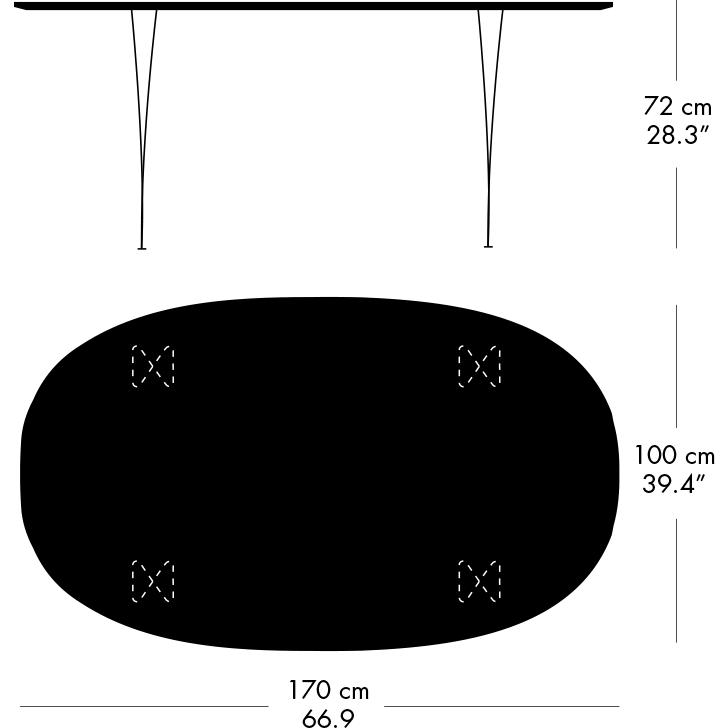 Fritz Hansen Superellipse Mesa de comedor Brown Bronce/Black Fenix ​​Laminados, 170x100 cm