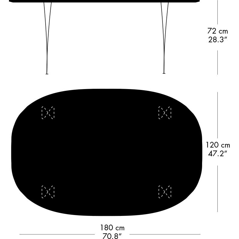 Fritz Hansen Superellipse Mesa de comedor Brown Bronce/Black Fenix ​​Laminados, 180x120 cm