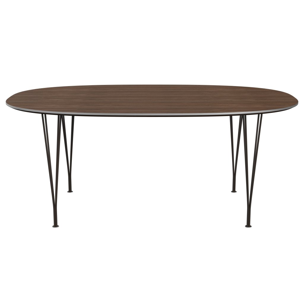 Fritz Hansen Superellipse餐桌棕色青铜/核桃贴面，180x120 cm