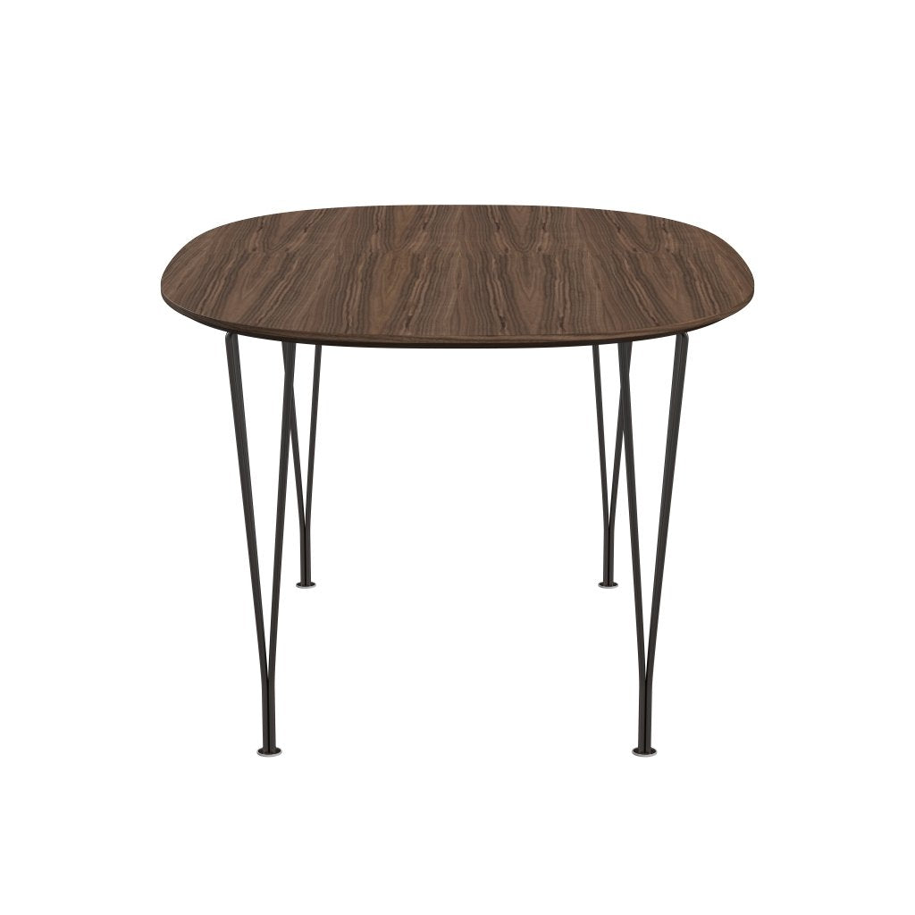 Fritz Hansen Superellipse -ruokapöytä ruskea pronssi/pähkinäviilu pähkinäpöydän reunalla, 150x100 cm