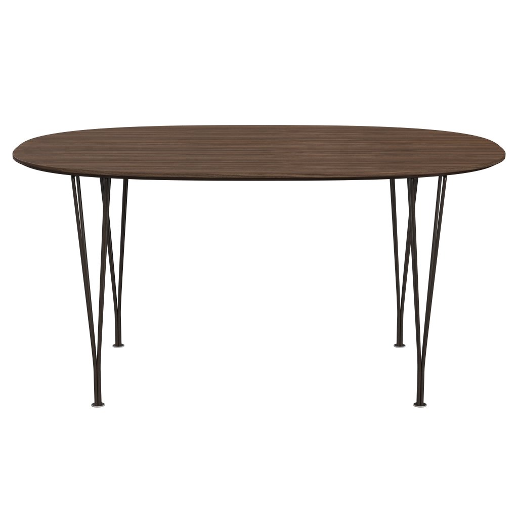 Fritz Hansen Superellipse spisebord brun bronse/valnøtt finér med valnøttbordkant, 150x100 cm