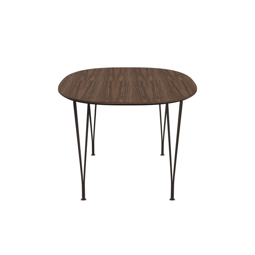 Fritz Hansen Superellipse Mesa de comedor de bronce marrón/nuez con borde de mesa de nogal, 170x100 cm