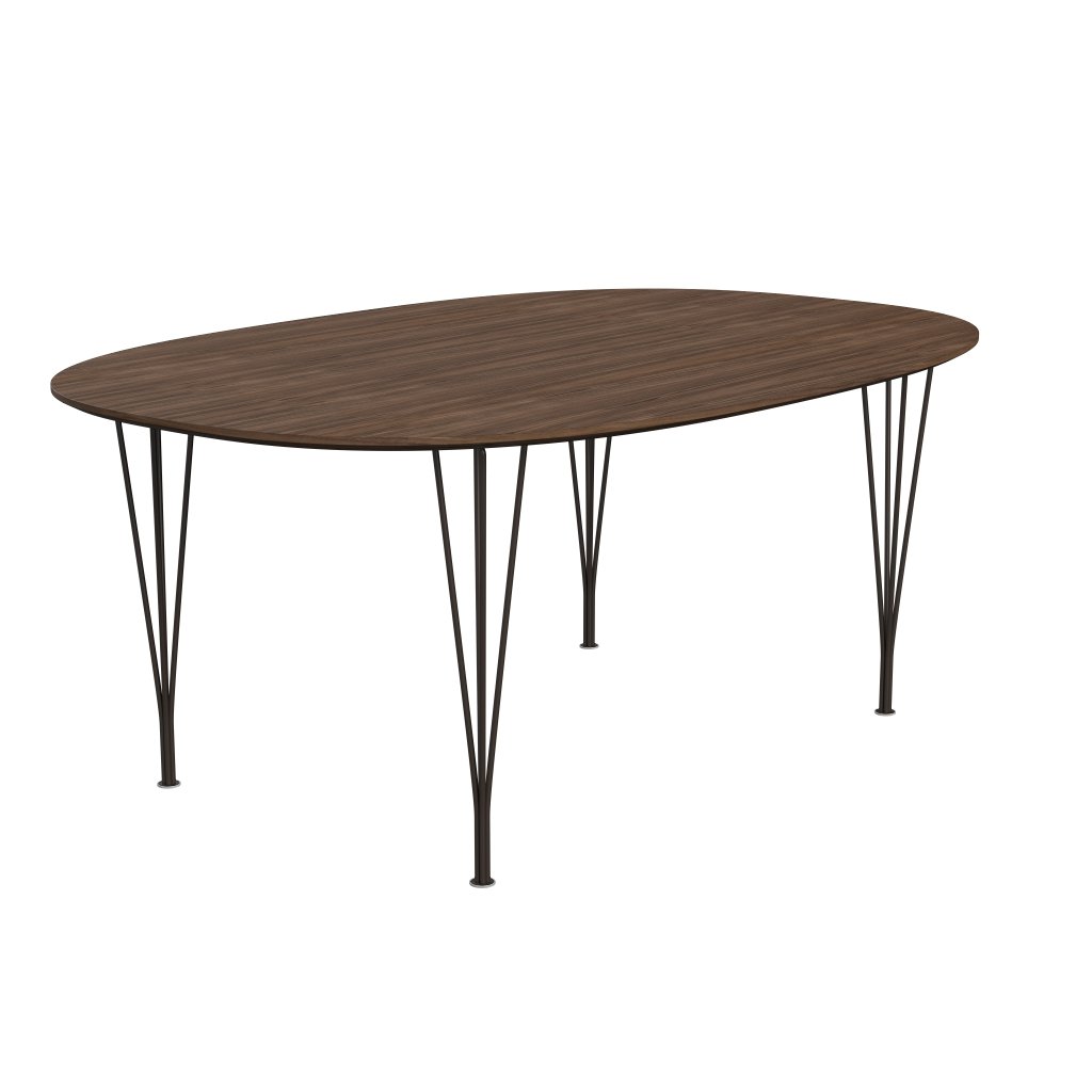 Fritz Hansen Superellipse餐桌棕色的青铜/核桃贴面，由核桃制成的桌子边缘，180x120 cm