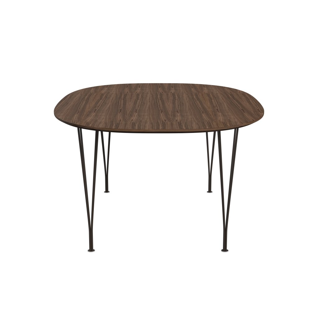 Fritz Hansen Superellipse Mesa de comedor de bronce marrón/nuez con borde de mesa hecho de nogal, 180x120 cm