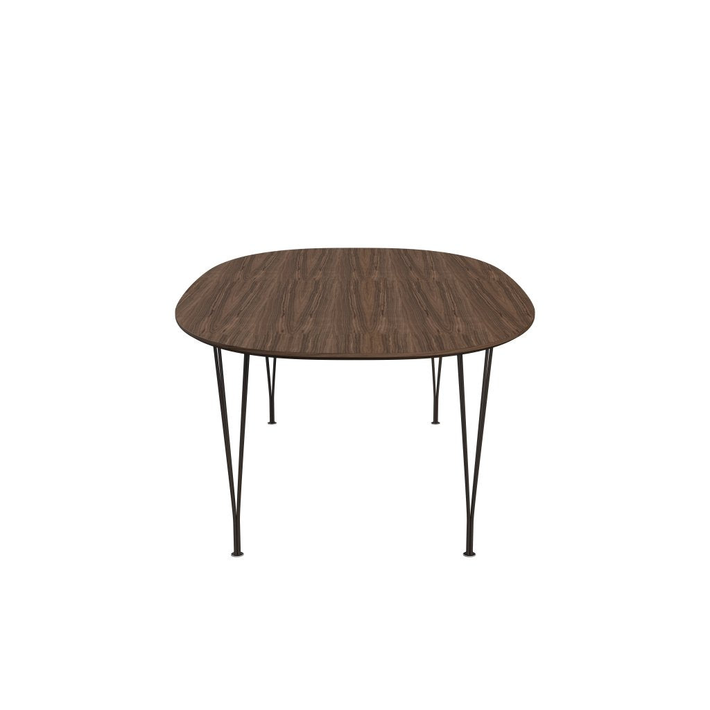 Fritz Hansen Superellipse Mesa de comedor de bronce marrón/nuez con borde de mesa de nogal, 240x120 cm