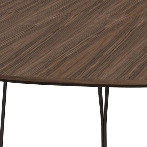 Fritz Hansen Superellipse餐桌棕色青铜/核桃桌边缘，240x120厘米