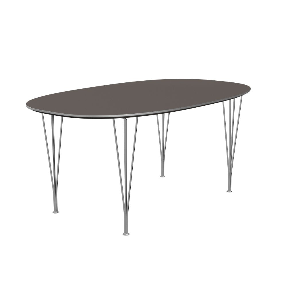 Fritz Hansen Superellipse spisebord krom/grå fenix laminater, 170x100 cm