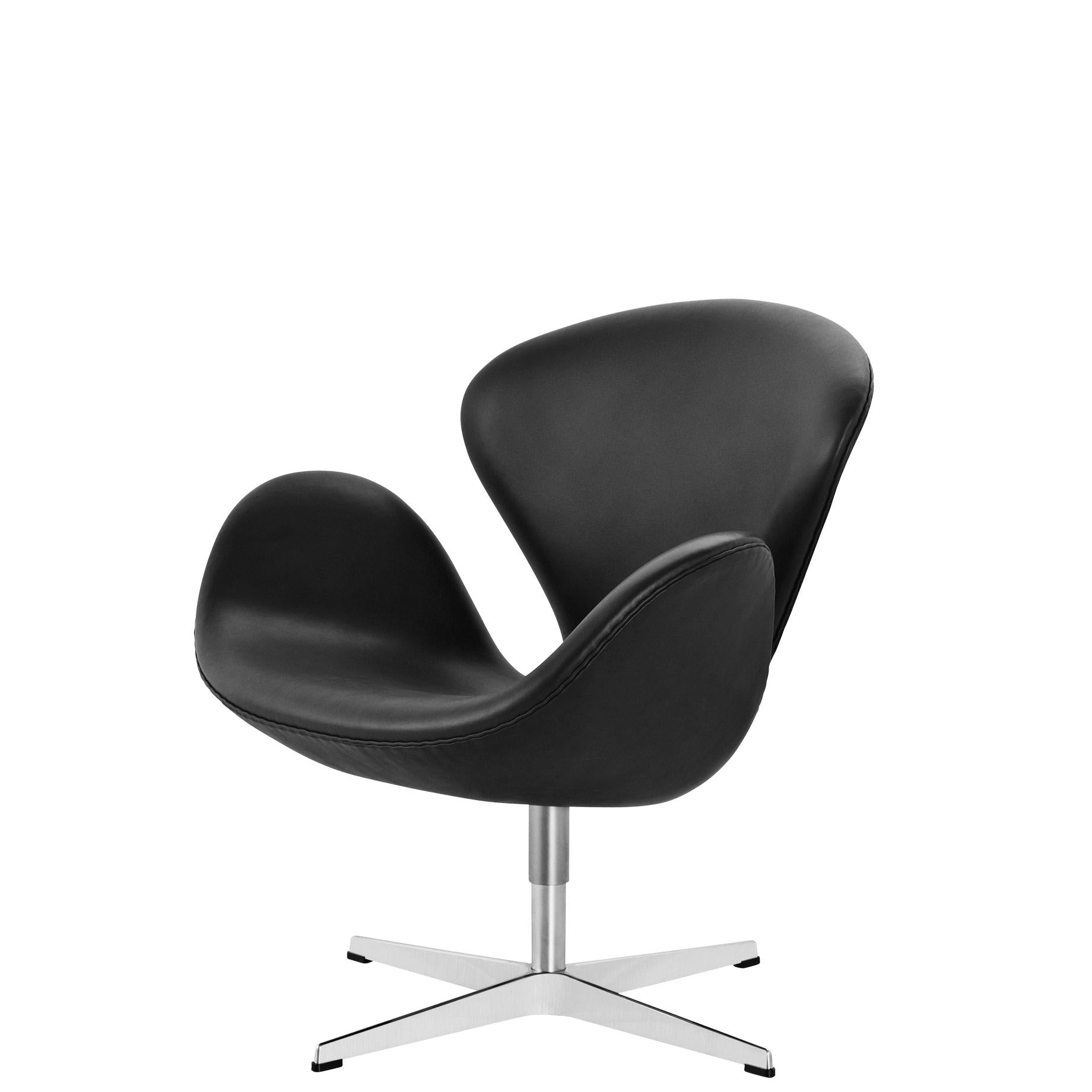 Fritz Hansen Svanen Lounge stoel leer, elegantie zwart