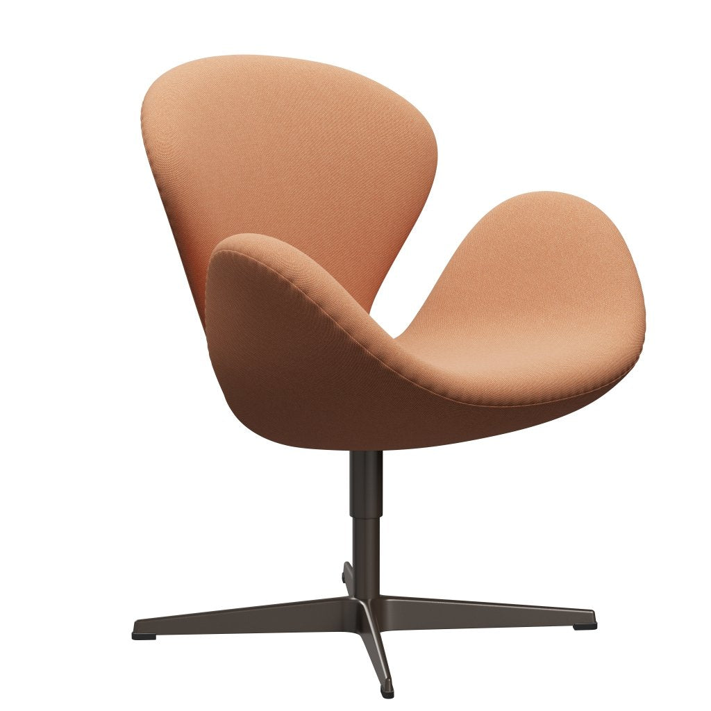 Fritz Hansen Swan Lounge -stoel, bruine bronzen/rimij delicate oranje/wit