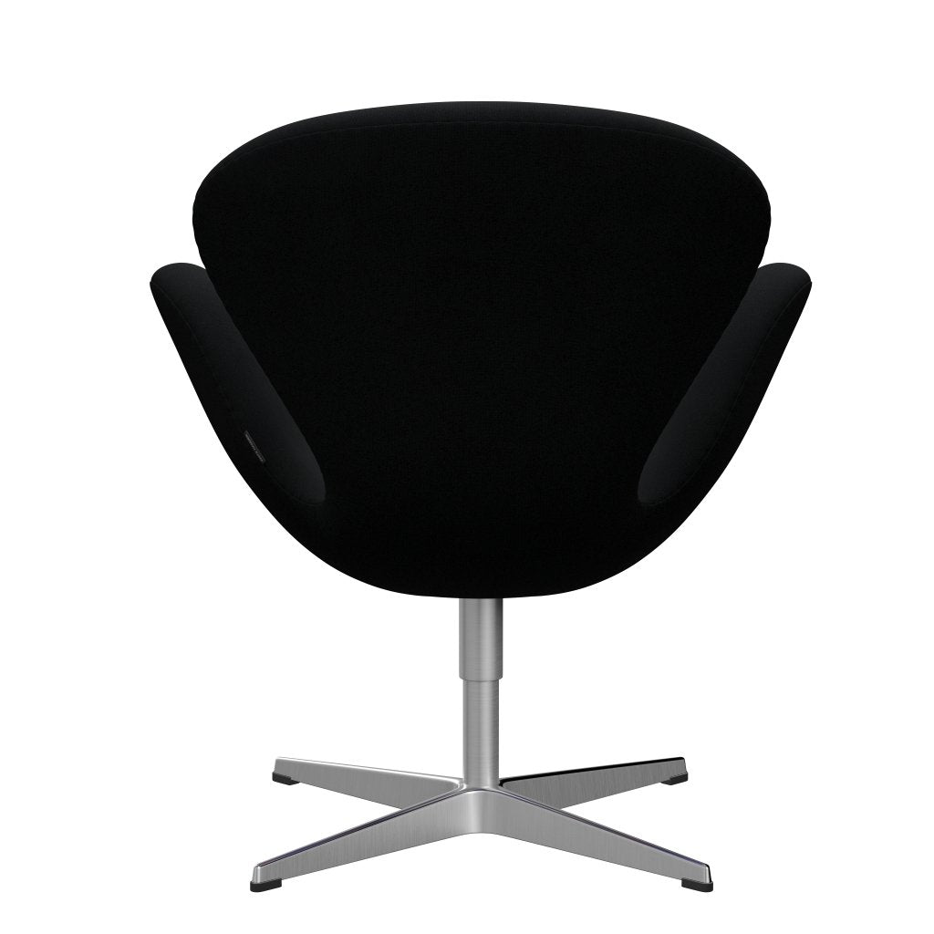 Fritz Hansen Swan休息室椅子，缎面铝制铝/克里斯蒂安·夏夫黑色Uni