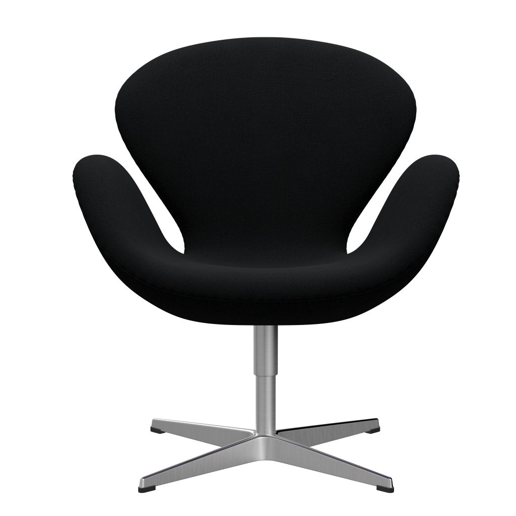 Fritz Hansen Swan休息室椅子，缎面铝制铝/克里斯蒂安·夏夫黑色Uni