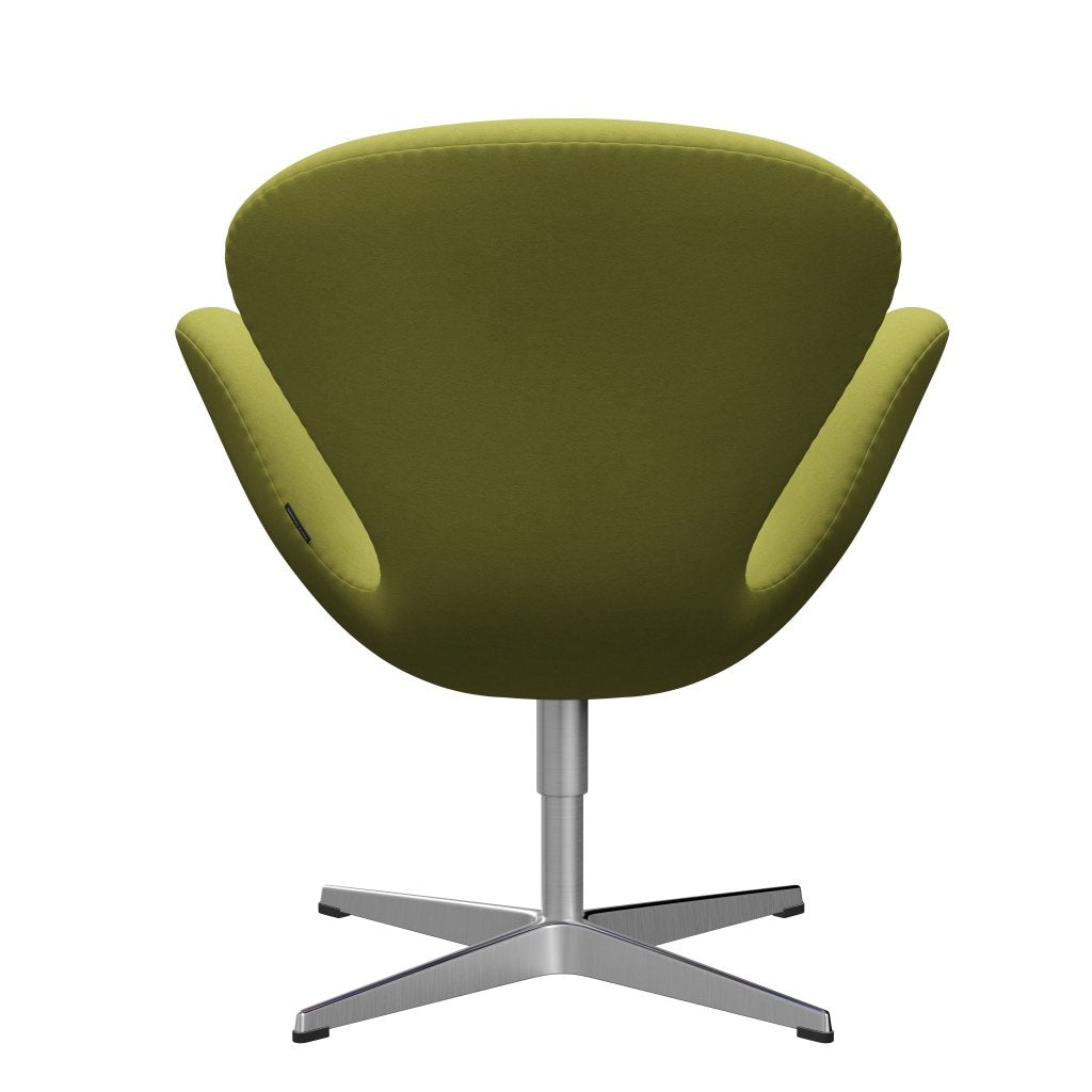 Sedia fritz Hansen Swan Lounge, alluminio spazzolato in raso/comfort beige/verde