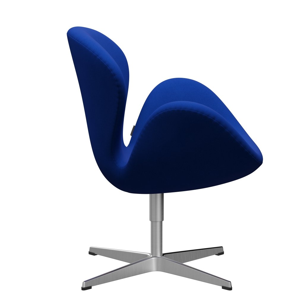 Fritz Hansen Swan Lounge椅子，缎面拉丝铝/舒适蓝色（00035）