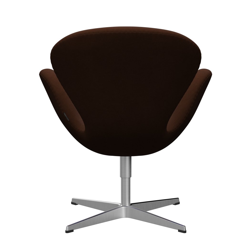 Fritz Hansen Swan Lounge -stoel, satijnen geborsteld aluminium/comfort donkerbruin