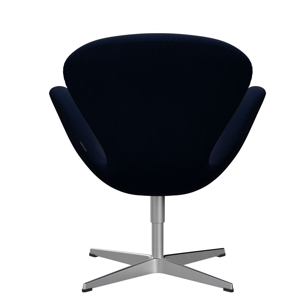 Fritz Hansen Swan Lounge -stoel, satijnen geborsteld aluminium/comfort donkergrijs/blauw