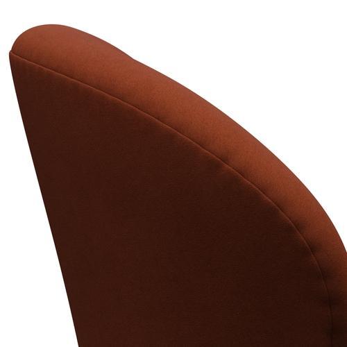 Fritz Hansen Swan休息室椅，缎面拉丝铝/舒适深红色（61018）