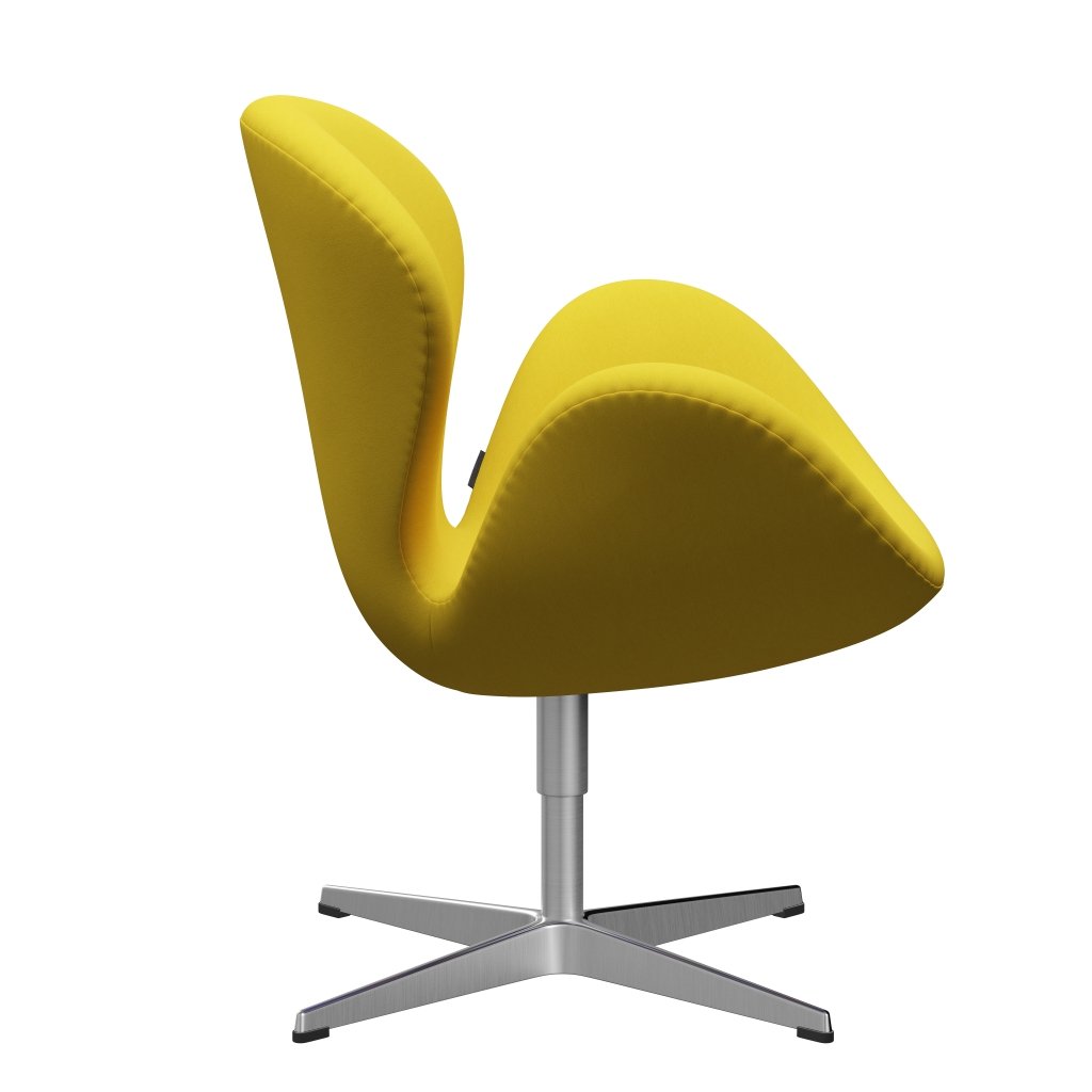 Sedia fritz Hansen Swan Lounge, giallo in alluminio/comfort spazzolato in raso (62003)