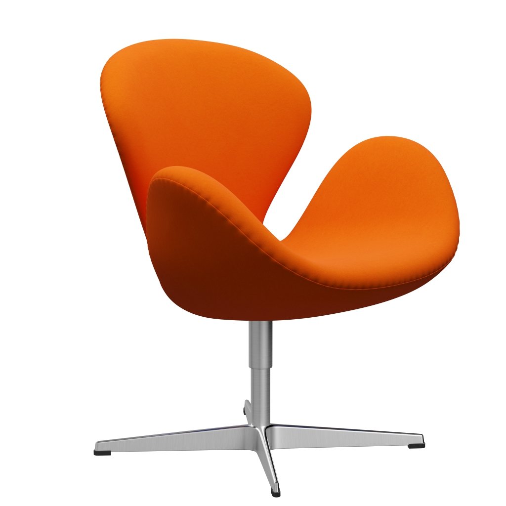 Fritz Hansen Swan休息室椅，缎面拉丝铝/舒适黄色/橙色