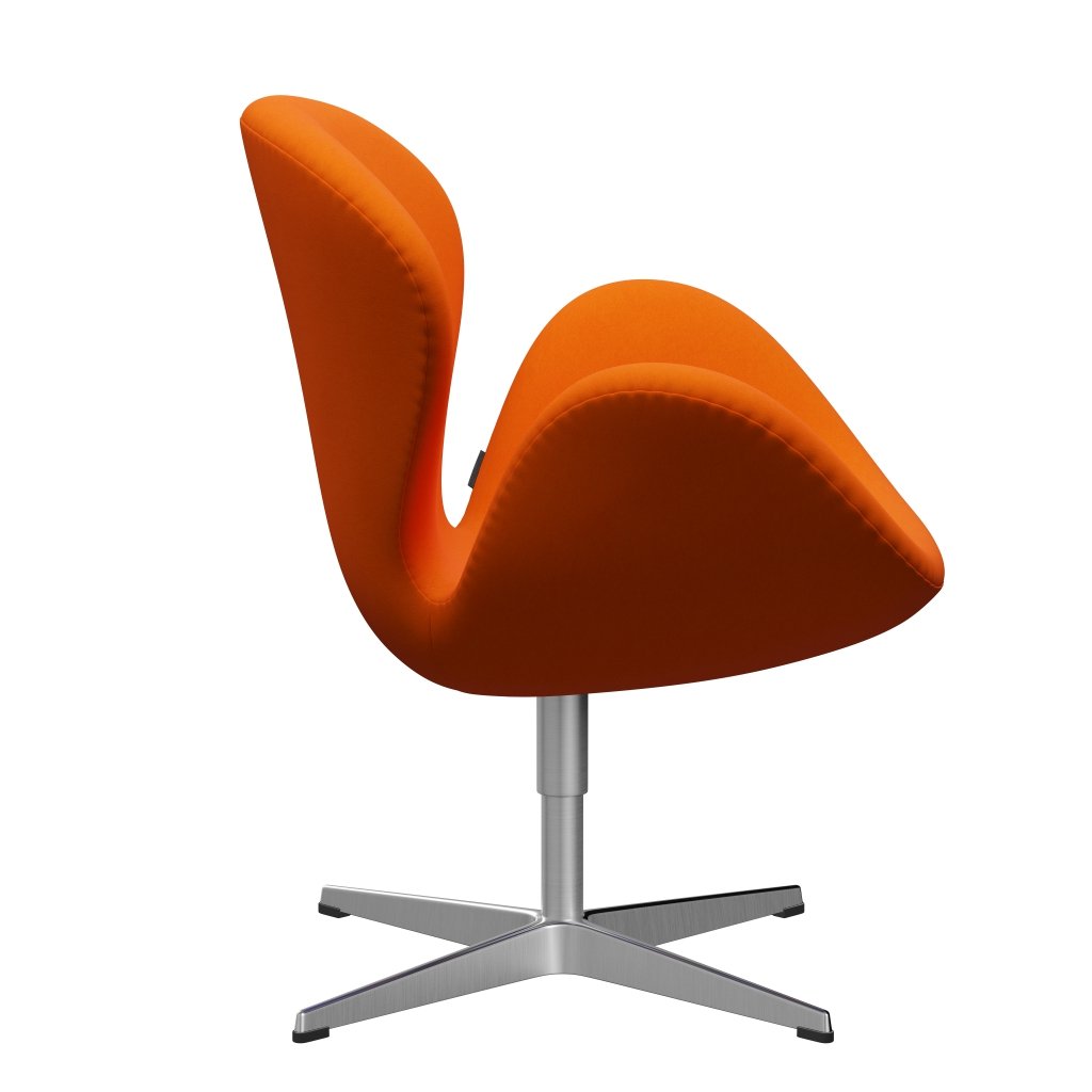 Sedia fritz Hansen Swan Lounge, alluminio spazzolato in raso/comfort giallo/arancione