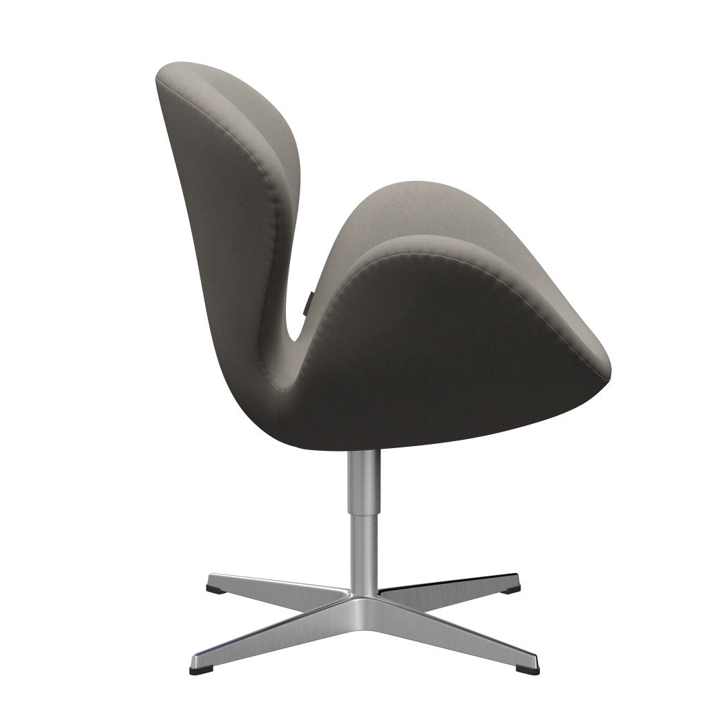Fritz Hansen Chaise salon de cygne, aluminium brossé en satin / gris confort (60003)