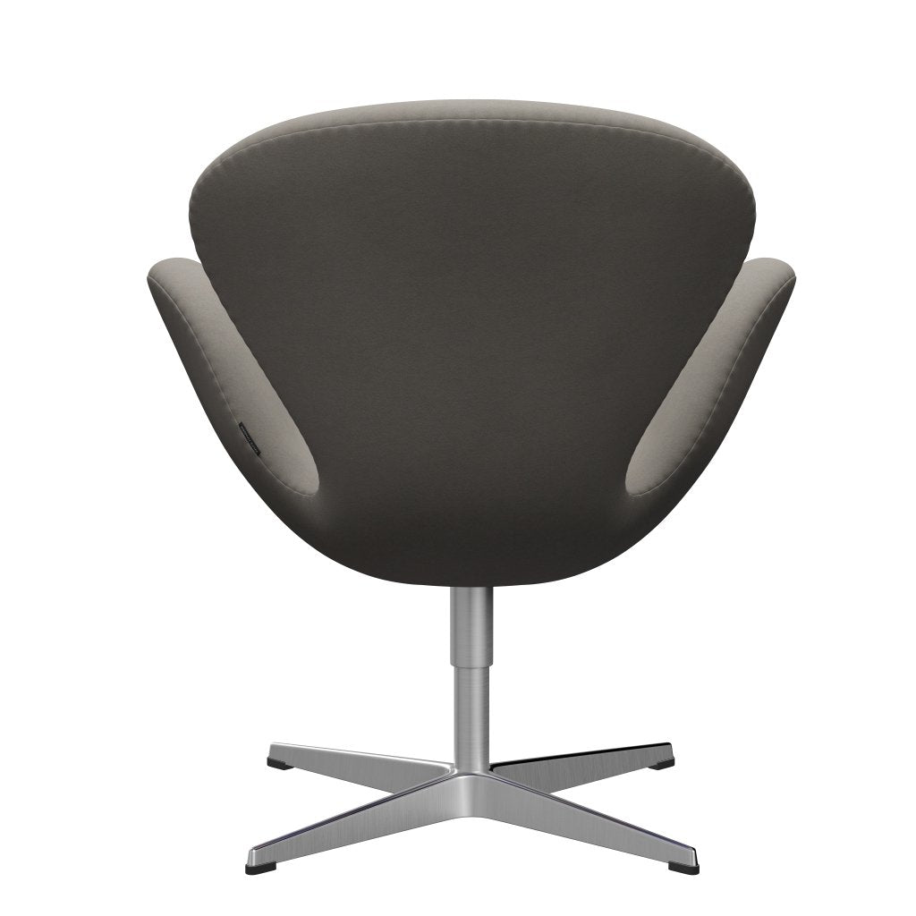 Fritz Hansen Swan Lounge椅子，缎面拉丝铝/舒适灰色（60003）