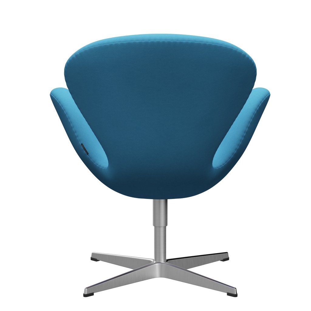 Fritz Hansen Chaise salon de cygne, aluminium brossé en satin / confort bleu clair (66010)