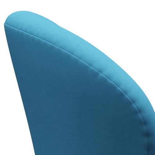 Fritz Hansen Swan Lounge椅子，缎面拉丝铝/舒适浅蓝色（66010）
