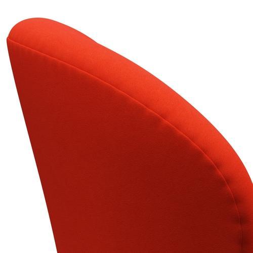 Fritz Hansen Chaise salon de cygne, aluminium brossé en satin / confort orange / rouge