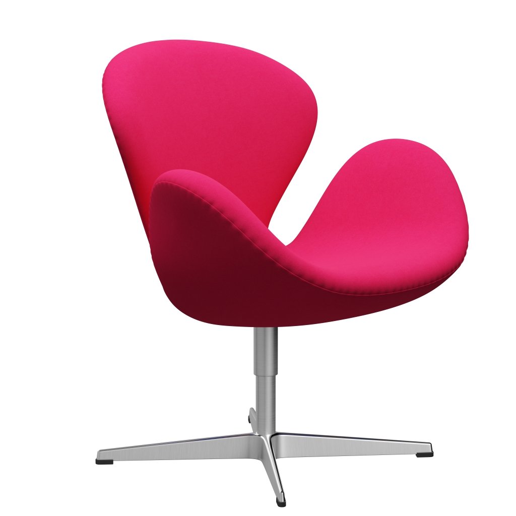 Fritz Hansen Swan休息室椅，缎面拉丝铝/舒适粉红色