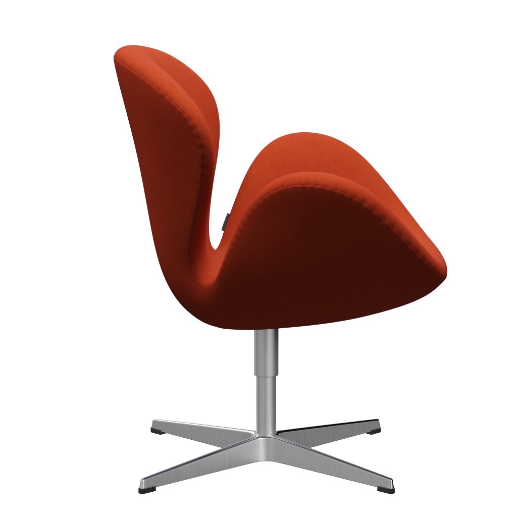 Fritz Hansen Chaise salon de cygne, aluminium brossé en satin / confort rouge rouille (09055)