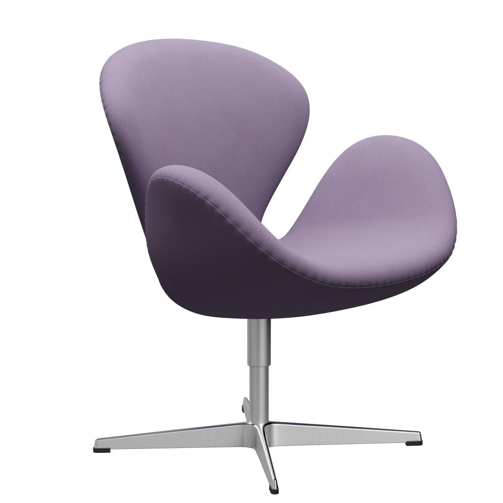 Fritz Hansen Chaise salon de cygne, aluminium brossé en satin / confort blanc / violet léger