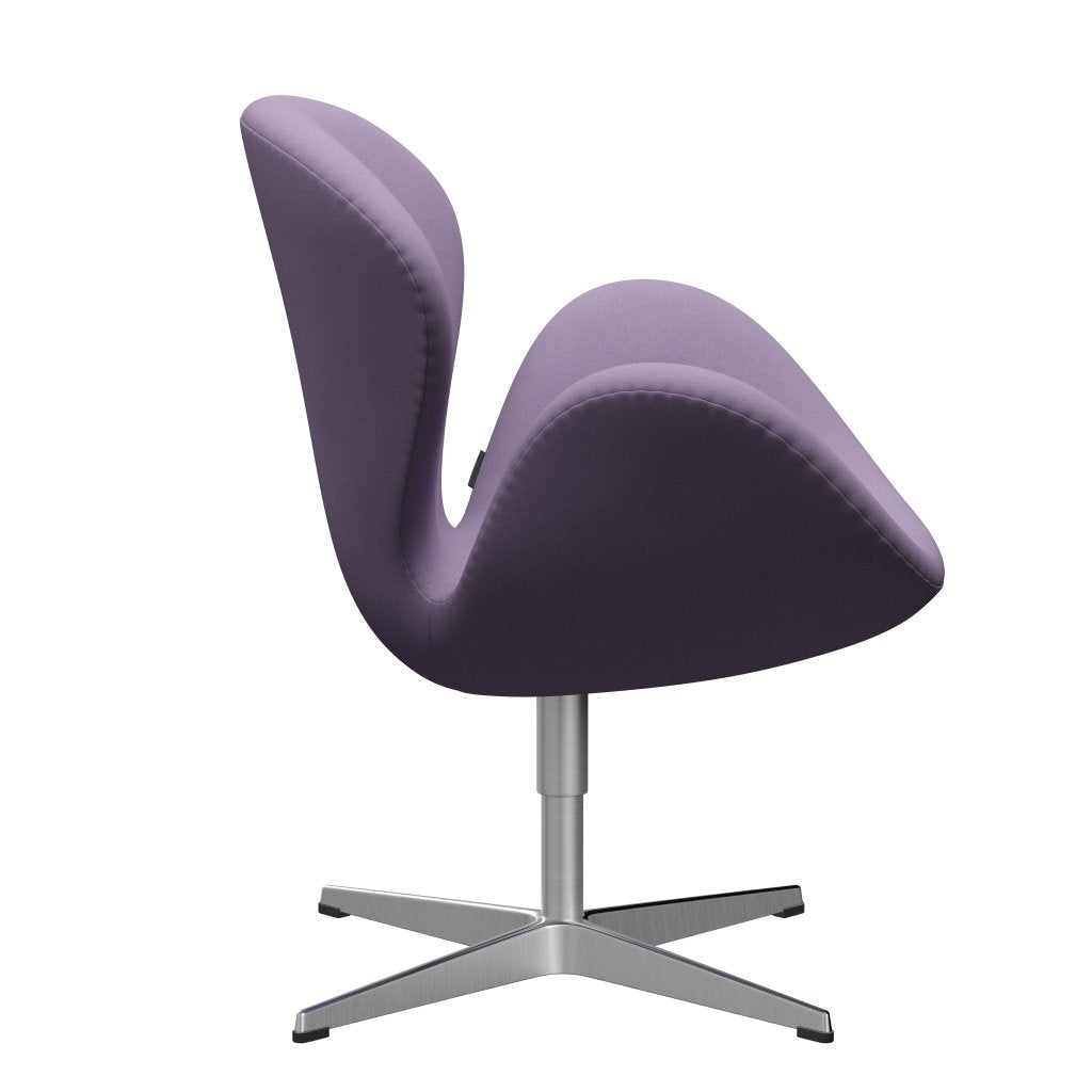 Fritz Hansen Chaise salon de cygne, aluminium brossé en satin / confort blanc / violet léger
