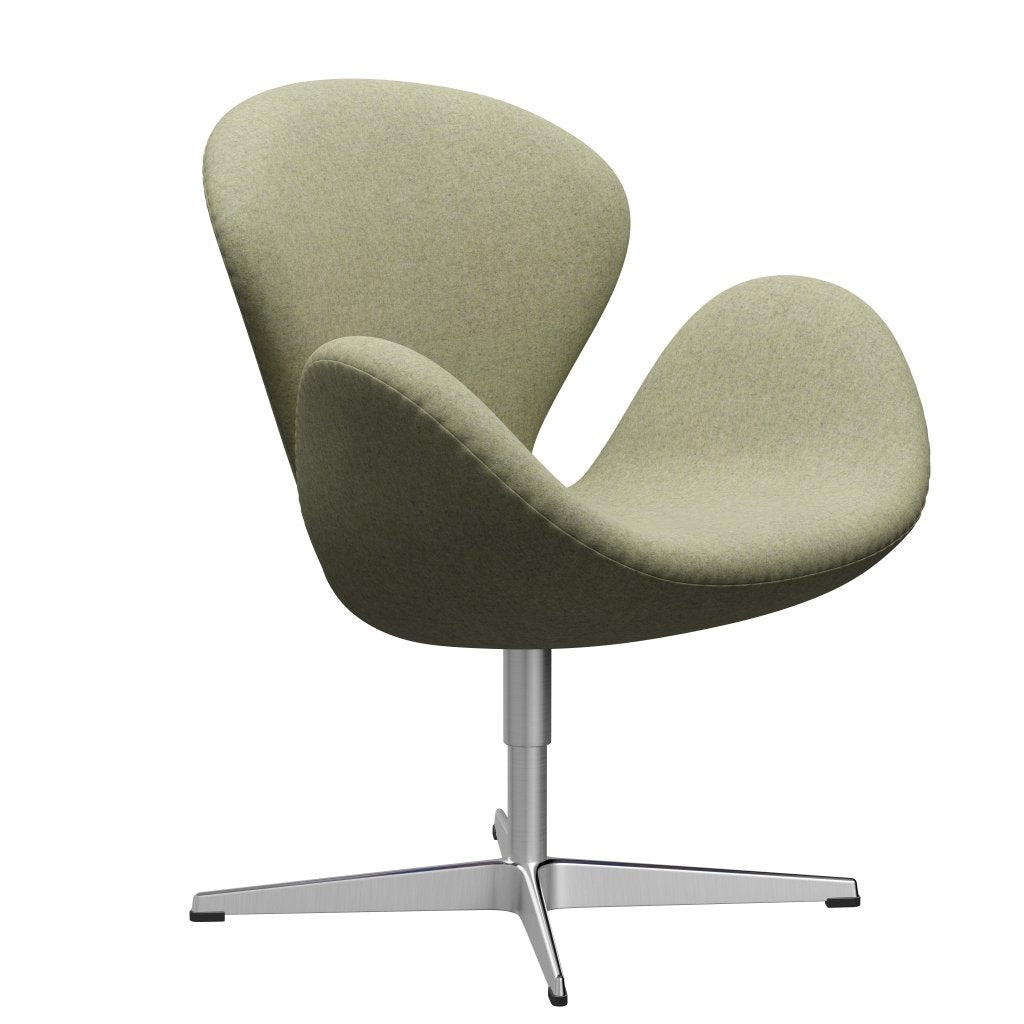 Fritz Hansen Swan Lounge -stoel, satijnen geborsteld aluminium/divina md zacht groen