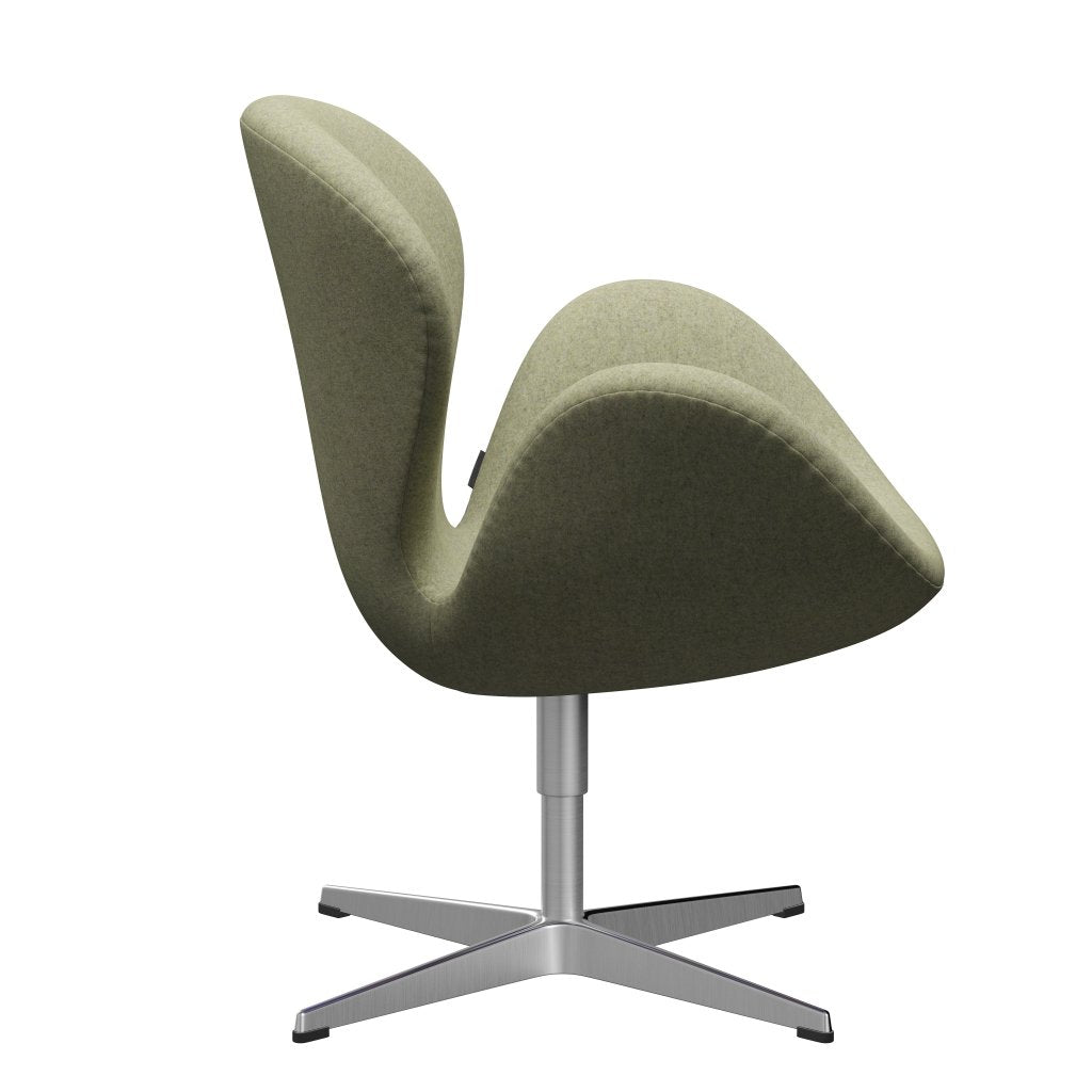 Fritz Hansen Swan Lounge stol, satin børstet aluminium/divina md blød grøn