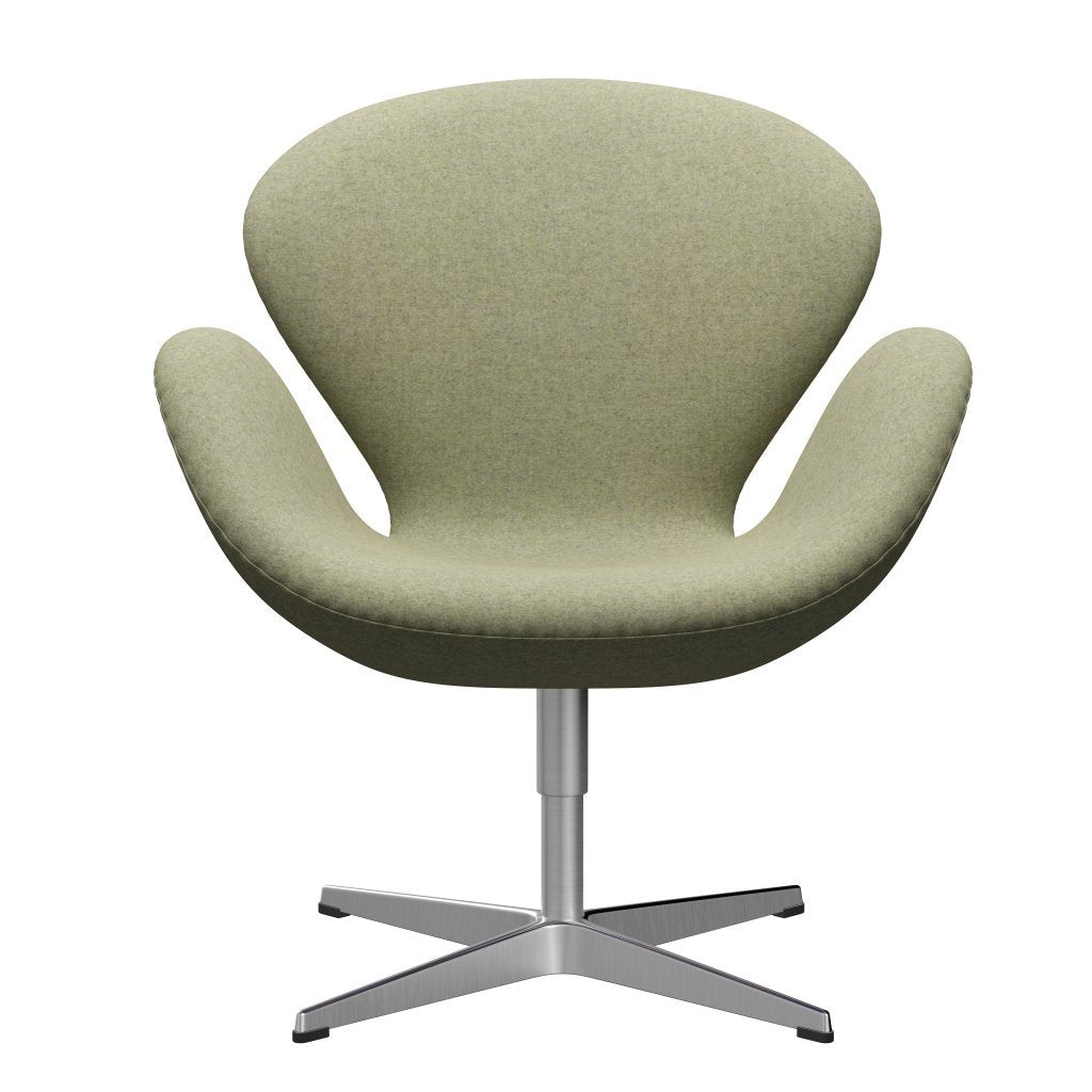 Fritz Hansen Swan休息室椅，缎面拉丝铝/Divina MD软绿色
