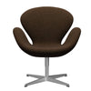 Fritz Hansen Swan Lounge -stoel, Satin Bushed Aluminium/Divina Melange Warm Bruin
