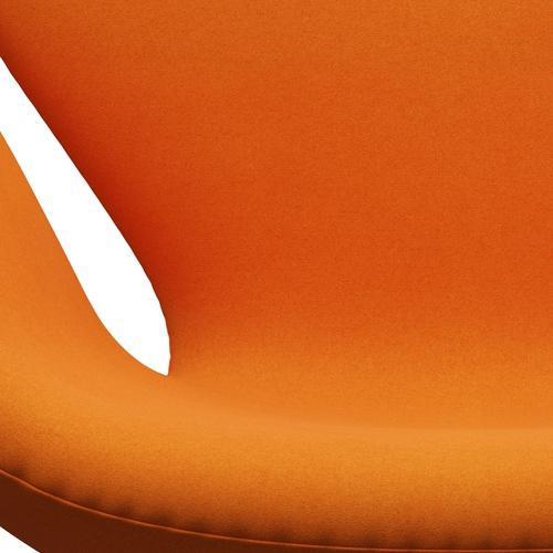 Fritz Hansen Chaise salon de cygne, aluminium brossé en satin / Orange Divina (444)