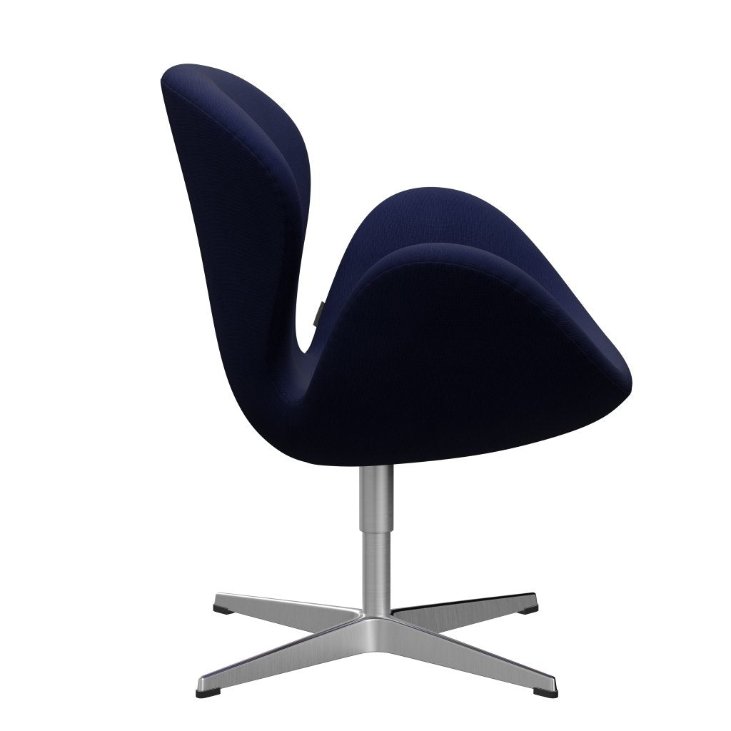 Fritz Hansen Swan Lounge -stoel, satijnborstig aluminium/roem donkerblauw (66005)