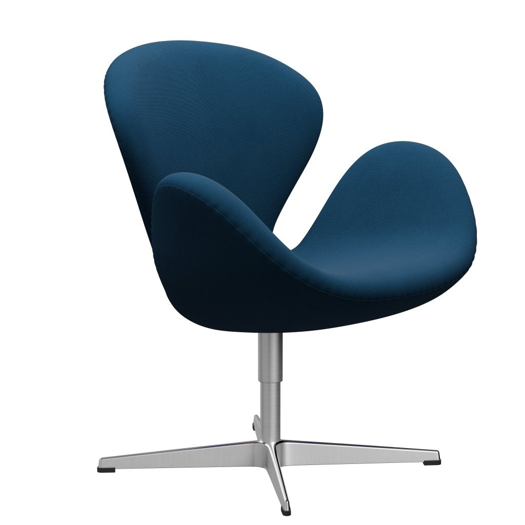 Fritz Hansen Swan Lounge -stoel, satijnen geborsteld aluminium/roem donkerblauw bruin